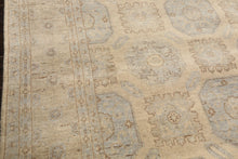 8x10 Beige, Taupe, Slate Color Hand Knotted Khotan Wool Transitional Oriental Rug