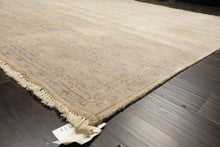 8x10 Beige, Taupe, Slate Color Hand Knotted Khotan Wool Transitional Oriental Rug