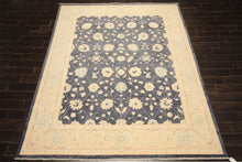 8x10 Denim, Ivory, Aqua Color Hand Knotted Peshawar Wool Traditional Oriental Rug