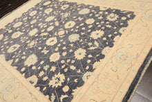 8x10 Denim, Ivory, Aqua Color Hand Knotted Peshawar Wool Traditional Oriental Rug