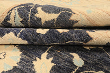 8x10 Denim, Ivory, Aqua Color Hand Knotted Peshawar Wool Traditional Oriental Rug