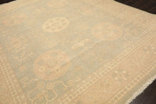 8x10 Mint, Tan, Beige Color Hand Knotted Khotan Wool Transitional Oriental Rug