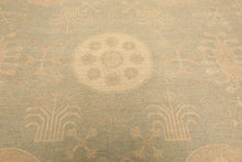 8x10 Mint, Tan, Beige Color Hand Knotted Khotan Wool Transitional Oriental Rug