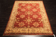 8x10 Burnt Orange, Beige, Light Gold Color Hand Knotted Oushak Wool Traditional Oriental Rug