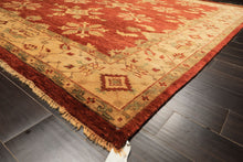 8x10 Burnt Orange, Beige, Light Gold Color Hand Knotted Oushak Wool Traditional Oriental Rug