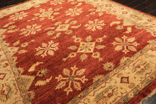8x10 Burnt Orange, Beige, Light Gold Color Hand Knotted Oushak Wool Traditional Oriental Rug