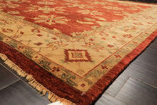 8x10 Burnt Orange, Beige, Light Gold Color Hand Knotted Oushak Wool Traditional Oriental Rug