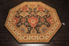 Octagon Black, Ivory, Gold Color Hand Knotted Soumak Wool Traditional Oriental Rug
