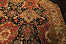 Octagon Black, Ivory, Gold Color Hand Knotted Soumak Wool Traditional Oriental Rug