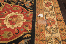 Octagon Black, Ivory, Gold Color Hand Knotted Soumak Wool Traditional Oriental Rug