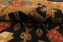Octagon Black, Ivory, Gold Color Hand Knotted Soumak Wool Traditional Oriental Rug