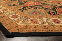 Octagon Black, Ivory, Gold Color Hand Knotted Soumak Wool Traditional Oriental Rug