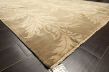 8x10 Moss, Beige, Color Hand Knotted Tibetan Wool Transitional Oriental Rug