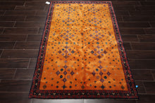 4'x6' Gold Hand Knotted Geometric Traditional 250 KPSI  Persian Wool Oriental Area Rug