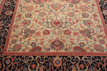 7'10''x10' Ivory Hand Knotted Floral Traditional Kashan Persian Wool Oriental Area Rug