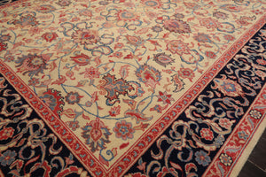 7'10''x10' Ivory Hand Knotted Floral Traditional Kashan Persian Wool Oriental Area Rug