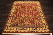 8x10 Rust, Beige, Light Gold Color Hand Knotted Agra Wool Traditional Oriental Rug