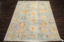 8x10 Blue, Aqua, Gold Color Hand Knotted Oushak Wool Modern & Contemporay Oriental Rug
