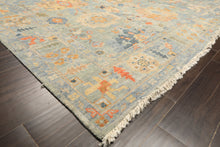 8x10 Blue, Aqua, Gold Color Hand Knotted Oushak Wool Modern & Contemporay Oriental Rug