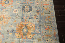 8x10 Blue, Aqua, Gold Color Hand Knotted Oushak Wool Modern & Contemporay Oriental Rug