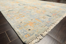 8x10 Blue, Aqua, Gold Color Hand Knotted Oushak Wool Modern & Contemporay Oriental Rug