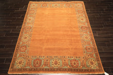 8x10 Caramel, Turquoise, Brown Color Hand Knotted Jaipur Wool Traditional Oriental Rug