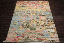 LoomBloom 8x10 Aqua Hand Knotted Transitional  Oushak Arts & Crafts Wool Oriental Area Rug