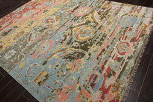 LoomBloom 8x10 Aqua Hand Knotted Transitional  Oushak Arts & Crafts Wool Oriental Area Rug