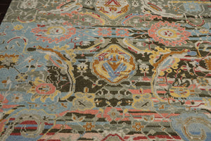 LoomBloom 8x10 Aqua Hand Knotted Transitional  Oushak Arts & Crafts Wool Oriental Area Rug