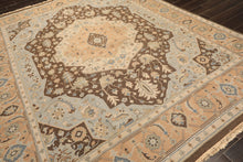 8x10 Peach, Brown, Mint Color Hand Knotted Soumak Wool Traditional Oriental Rug