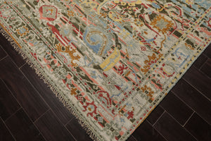 LoomBloom 8x10 Aqua Hand Knotted Transitional  Oushak Arts & Crafts Wool Oriental Area Rug