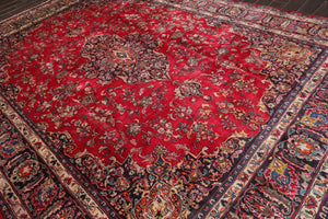 9x12 Red Hand Knotted Traditional Sarouk Wool Oriental Area Rug