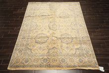 8x10 Moss, Gray, Slate Color Hand Knotted Oushak Wool Transitional Oriental Rug