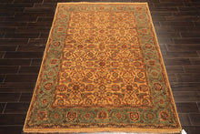 6x9 Gold, Turquoise, Rust Color Hand Knotted Oushak Wool Traditional Oriental Rug