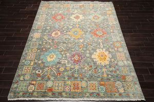 LoomBloom Multi Sizes Celadon Hand Knotted Transitional Oushak Arts & Crafts Wool Oriental Area Rug