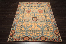 Multi Size Beige Peach Blue Color Hand Tufted Arts & Crafts Wool Transitional Oriental Rug