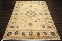 9x12 Beige, Brown, Chocolate Color Hand Knotted Oushak New Zealand Wool Transitional Oriental Rug