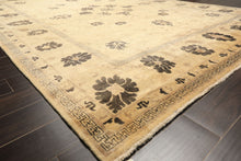 9x12 Beige, Brown, Chocolate Color Hand Knotted Oushak New Zealand Wool Transitional Oriental Rug