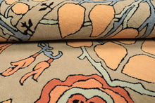 Multi Size Beige Peach Blue Color Hand Tufted Arts & Crafts Wool Transitional Oriental Rug