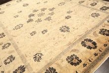 9x12 Beige, Brown, Chocolate Color Hand Knotted Oushak New Zealand Wool Transitional Oriental Rug