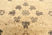 9x12 Beige, Brown, Chocolate Color Hand Knotted Oushak New Zealand Wool Transitional Oriental Rug