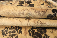 9x12 Beige, Brown, Chocolate Color Hand Knotted Oushak New Zealand Wool Transitional Oriental Rug