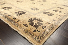 9x12 Beige, Brown, Chocolate Color Hand Knotted Oushak New Zealand Wool Transitional Oriental Rug