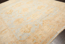 8x10 Blue, Slate, Taupe Color Hand Knotted Oushak Wool Transitional Oriental Rug