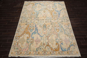 LoomBloom Multi Sizes Beige Hand Knotted Transitional Oushak Arts & Crafts Wool Oriental Area Rug