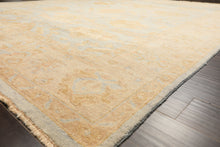 8x10 Blue, Slate, Taupe Color Hand Knotted Oushak Wool Transitional Oriental Rug