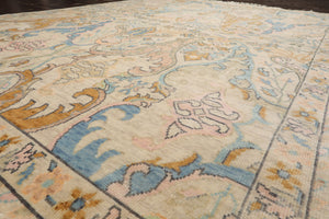 LoomBloom Multi Sizes Beige Hand Knotted Transitional Oushak Arts & Crafts Wool Oriental Area Rug