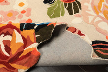 8x10 Ivory, Blush, Green Color Hand Tufted Irregular Rug Wool Modern & Contemporary Oriental Rug