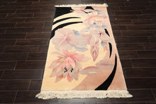 4x6 Ivory, Taupe, Lavender Color Hand Knotted Chinese Art Deco Wool Transitional Oriental Rug