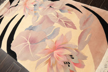 4x6 Ivory, Taupe, Lavender Color Hand Knotted Chinese Art Deco Wool Transitional Oriental Rug